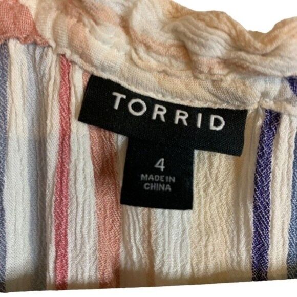 Torrid Ivory Striped Pullover Tank Top with Neck Tie Detail Size 4x 26 - Picture 6 of 9